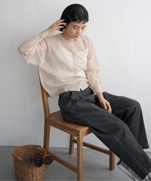 LBC（エルビーシー）の「シアー２ＷＡＹヘリンボンクロシェニット（カーディガン/ボレロ・レディース・ベージュ/ブラック/クリアグリーン・M/L）」の17枚目の写真