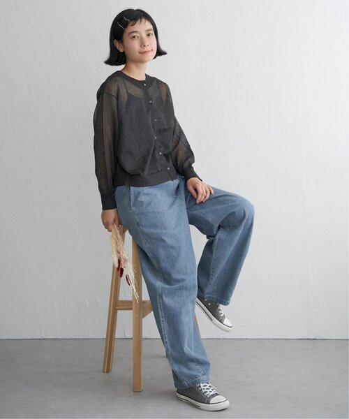 LBC（エルビーシー）の「シアー２ＷＡＹヘリンボンクロシェニット（カーディガン/ボレロ・レディース・ベージュ/ブラック/クリアグリーン・M/L）」の15枚目の写真