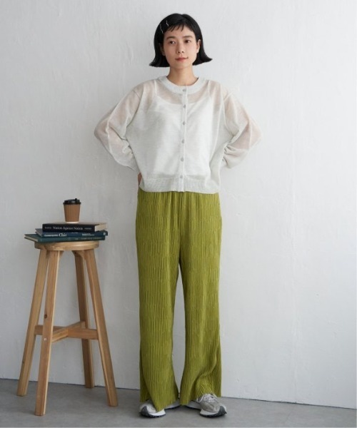 LBC（エルビーシー）の「シアー２ＷＡＹヘリンボンクロシェニット（カーディガン/ボレロ・レディース・ベージュ/ブラック/クリアグリーン・M/L）」の4枚目の写真