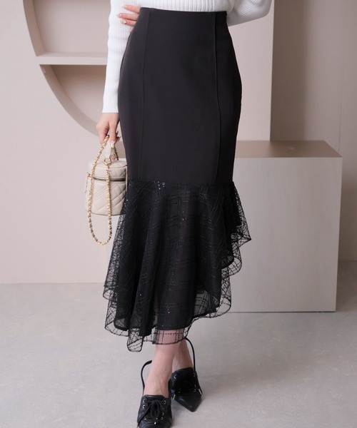 シアーチェックマーメイドスカート（スカート）｜LIPSERVICE（リップ  