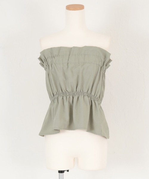 titivate（ティティベイト）の「ギャザーペプラムビスチェ（チューブトップ・レディース・ブラック/グレー・M）」の14枚目の写真