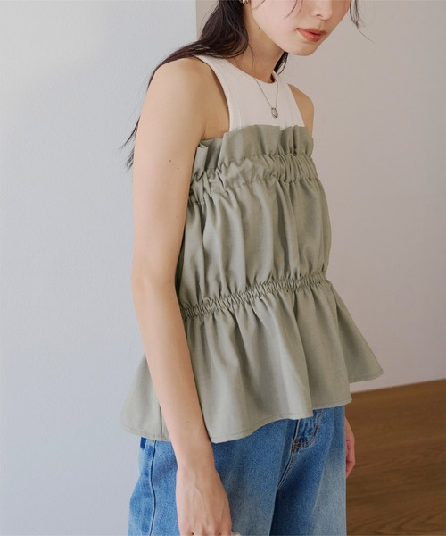 titivate（ティティベイト）の「ギャザーペプラムビスチェ（チューブトップ・レディース・ブラック/グレー・M）」の10枚目の写真