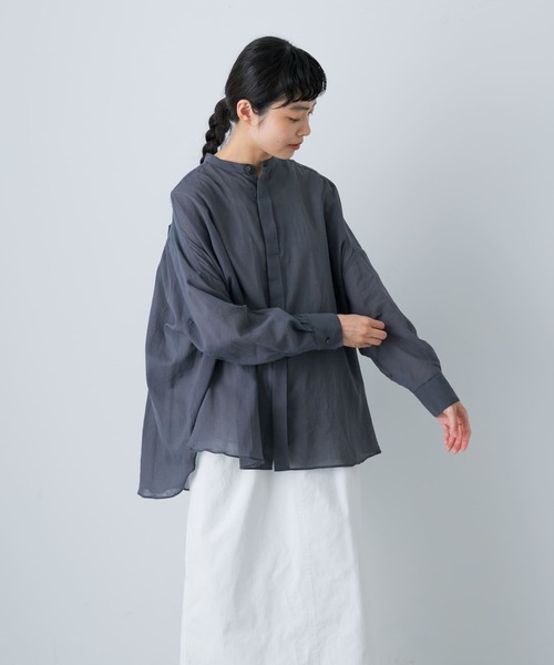 かぐれ（カグレ）の「バックタックワイドシャツ（シャツ/ブラウス・レディース・グリーン系その他/チャコールグレー/ライトグレー・FREE）」の9枚目の写真