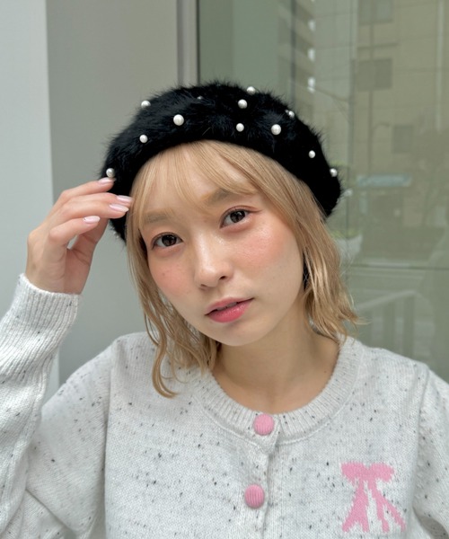 【新品未使用】KIMHEKIM パール付きベレー帽 chisaki｜リネン ミックス ベレー帽 “Harehi” harehi-fn - Piu di