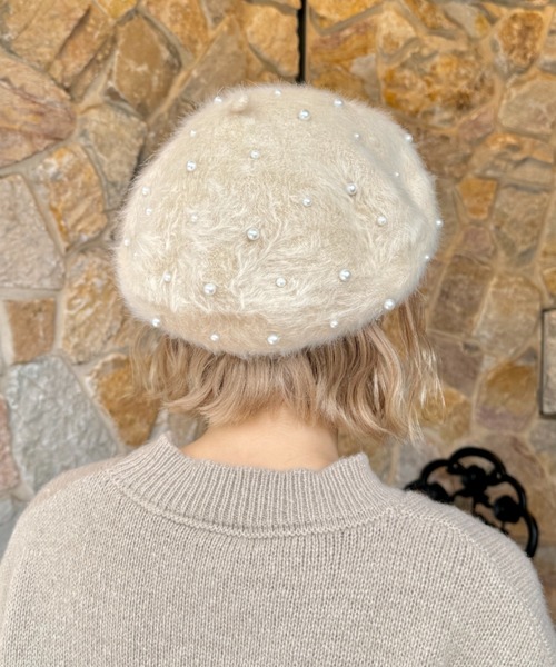 【新品未使用】KIMHEKIM パール付きベレー帽 ☆PEARL EMBELLISHED WOOL-SILK BERET/KIMHEKIM☆ (KIMHEKIM/ベレー帽