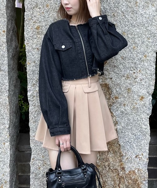 clear（クリア）の「フリンジデニムジャケット [ヴィンテージライク スタイルアップ]≪再入荷≫（デニムジャケット・レディース・インディゴブルー/ブラック・F）」の5枚目の写真