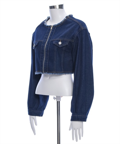 clear（クリア）の「フリンジデニムジャケット [ヴィンテージライク スタイルアップ]≪再入荷≫（デニムジャケット・レディース・インディゴブルー/ブラック・F）」の9枚目の写真