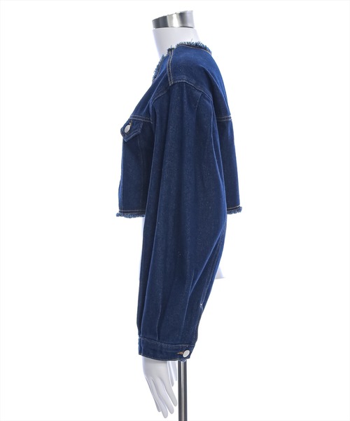 clear（クリア）の「フリンジデニムジャケット [ヴィンテージライク スタイルアップ]≪再入荷≫（デニムジャケット・レディース・インディゴブルー/ブラック・F）」の10枚目の写真