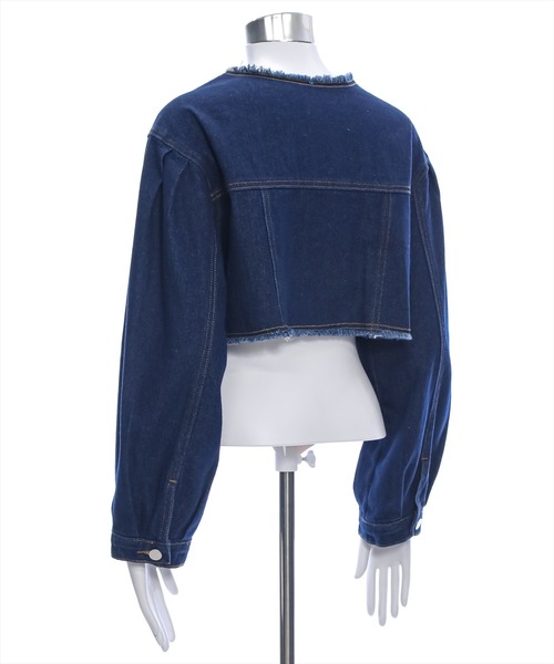 clear（クリア）の「フリンジデニムジャケット [ヴィンテージライク スタイルアップ]≪再入荷≫（デニムジャケット・レディース・インディゴブルー/ブラック・F）」の11枚目の写真