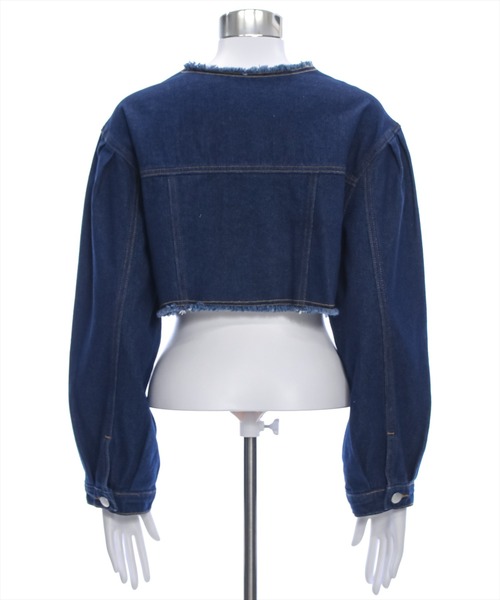 clear（クリア）の「フリンジデニムジャケット [ヴィンテージライク スタイルアップ]≪再入荷≫（デニムジャケット・レディース・インディゴブルー/ブラック・F）」の12枚目の写真