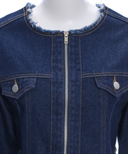 clear（クリア）の「フリンジデニムジャケット [ヴィンテージライク スタイルアップ]≪再入荷≫（デニムジャケット・レディース・インディゴブルー/ブラック・F）」の13枚目の写真