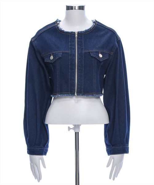 clear（クリア）の「フリンジデニムジャケット [ヴィンテージライク スタイルアップ]≪再入荷≫（デニムジャケット・レディース・インディゴブルー/ブラック・F）」の20枚目の写真