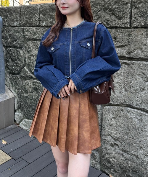 レリアン　デニムジャケットフリンジ付き デニムジャケット フリンジ付き