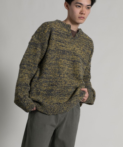 aimoha(アイモハ)の「【aimoha neo】 Heathered Texture Pullover(ニット/セーター・メンズ・グリーン/グレー・MEDIUM/LARGE/X-LARGE/XX-LARGE)」の1枚目の写真