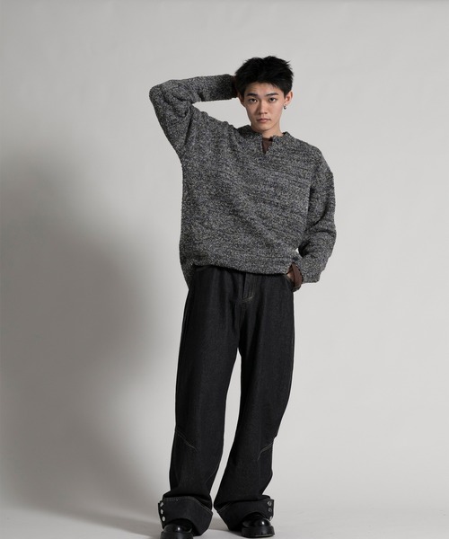 aimoha(アイモハ)の「【aimoha neo】 Heathered Texture Pullover(ニット/セーター・メンズ・グリーン/グレー・MEDIUM/LARGE/X-LARGE/XX-LARGE)」の4枚目の写真