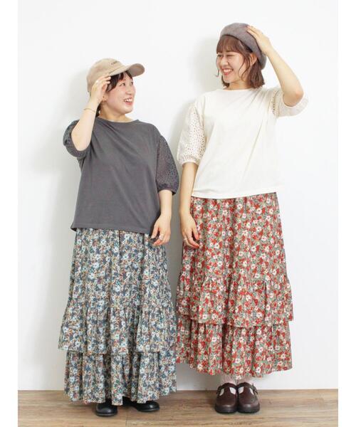 Samansa Mos2（サマンサ モスモス）の「オーバーレースパフスリーブカットソー（Tシャツ/カットソー・レディース・チャコールグレー/キナリ/モカ・F）」の5枚目の写真