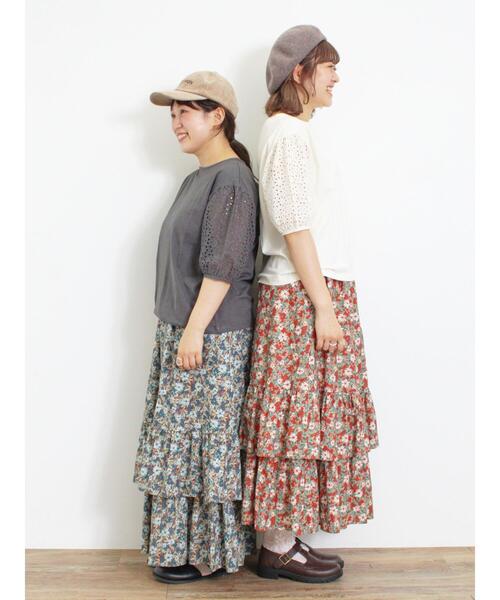 Samansa Mos2（サマンサ モスモス）の「オーバーレースパフスリーブカットソー（Tシャツ/カットソー・レディース・チャコールグレー/キナリ/モカ・F）」の6枚目の写真