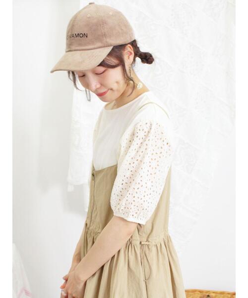 Samansa Mos2（サマンサ モスモス）の「オーバーレースパフスリーブカットソー（Tシャツ/カットソー・レディース・チャコールグレー/キナリ/モカ・F）」の7枚目の写真