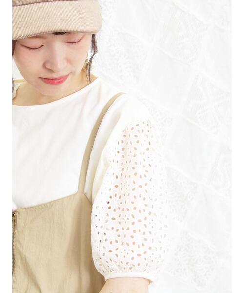 Samansa Mos2（サマンサ モスモス）の「オーバーレースパフスリーブカットソー（Tシャツ/カットソー・レディース・チャコールグレー/キナリ/モカ・F）」の8枚目の写真