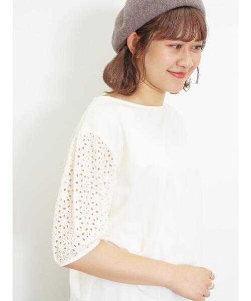 Samansa Mos2（サマンサ モスモス）の「オーバーレースパフスリーブカットソー（Tシャツ/カットソー・レディース・チャコールグレー/キナリ/モカ・F）」の13枚目の写真