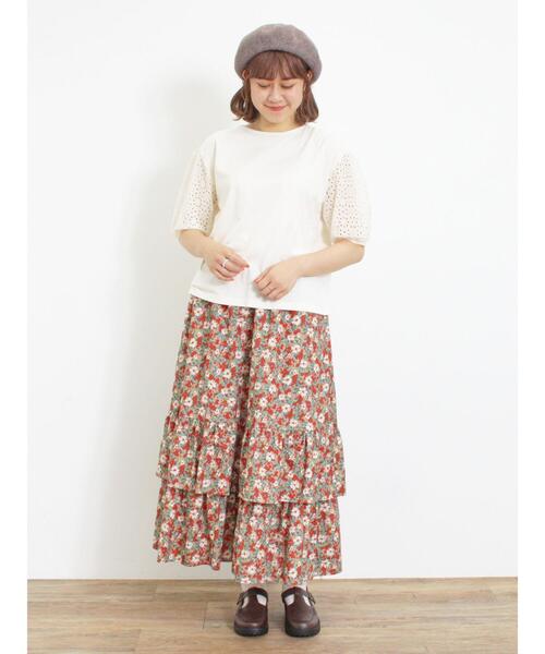 Samansa Mos2（サマンサ モスモス）の「オーバーレースパフスリーブカットソー（Tシャツ/カットソー・レディース・チャコールグレー/キナリ/モカ・F）」の15枚目の写真