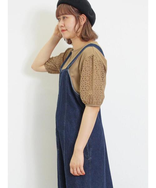 Samansa Mos2（サマンサ モスモス）の「オーバーレースパフスリーブカットソー（Tシャツ/カットソー・レディース・チャコールグレー/キナリ/モカ・F）」の17枚目の写真