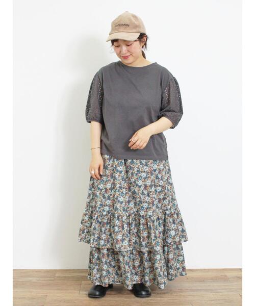 Samansa Mos2（サマンサ モスモス）の「オーバーレースパフスリーブカットソー（Tシャツ/カットソー・レディース・チャコールグレー/キナリ/モカ・F）」の18枚目の写真