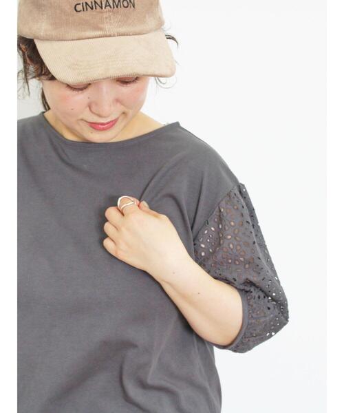Samansa Mos2（サマンサ モスモス）の「オーバーレースパフスリーブカットソー（Tシャツ/カットソー・レディース・チャコールグレー/キナリ/モカ・F）」の20枚目の写真