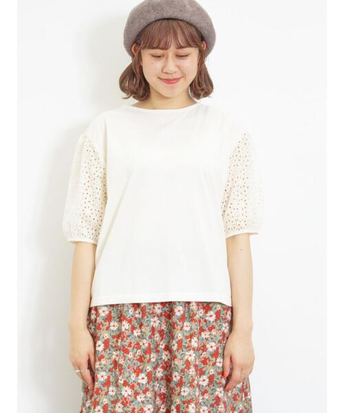 Samansa Mos2（サマンサ モスモス）の「オーバーレースパフスリーブカットソー（Tシャツ/カットソー・レディース・チャコールグレー/キナリ/モカ・F）」の21枚目の写真