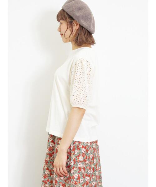 Samansa Mos2（サマンサ モスモス）の「オーバーレースパフスリーブカットソー（Tシャツ/カットソー・レディース・チャコールグレー/キナリ/モカ・F）」の22枚目の写真