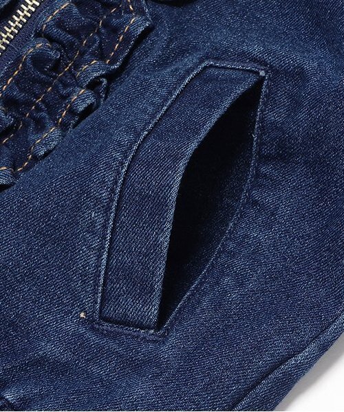 petit main（プティマイン）の「【リンク】デニムフリルジャケット(キッズ)（デニムジャケット・キッズ・サックスブルー/ブルー・80ｃｍ/90cm/110cm/120cm/130cm/100cm）」の10枚目の写真