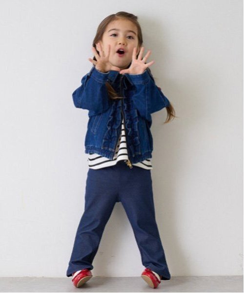 petit main（プティマイン）の「【リンク】デニムフリルジャケット(キッズ)（デニムジャケット・キッズ・サックスブルー/ブルー・80ｃｍ/90cm/110cm/120cm/130cm/100cm）」の17枚目の写真