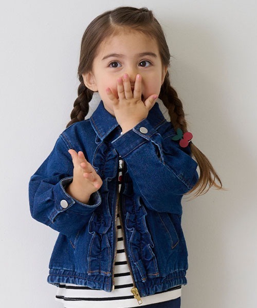 即日発送！LINKABLE フリル付きデニムジャケット