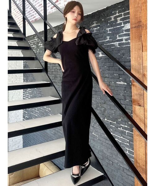 RESEXXY（リゼクシー）の「ボリュームリボンカットワンピース（ワンピース・レディース・ブラック/ベージュ/ブルー・FREE）」の4枚目の写真