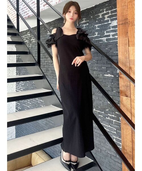 RESEXXY（リゼクシー）の「ボリュームリボンカットワンピース（ワンピース・レディース・ブラック/ベージュ/ブルー・FREE）」の5枚目の写真