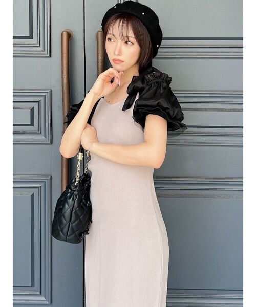 RESEXXY（リゼクシー）の「ボリュームリボンカットワンピース（ワンピース・レディース・ブラック/ベージュ/ブルー・FREE）」の12枚目の写真