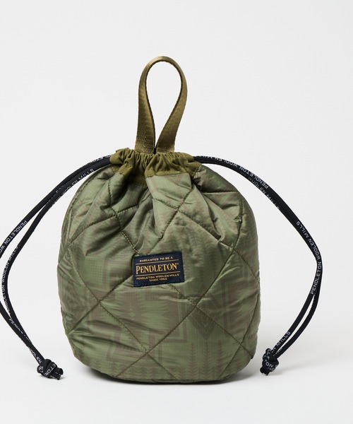 PENDLETON(ペンドルトン)の「【 PENDLETON / ペンドルトン 】キルティング ドローバック 巾着バック QT DRAWBAG(ハンドバッグ・レディース・オリーブドラブ/ブラック・FREE)」の2枚目の写真