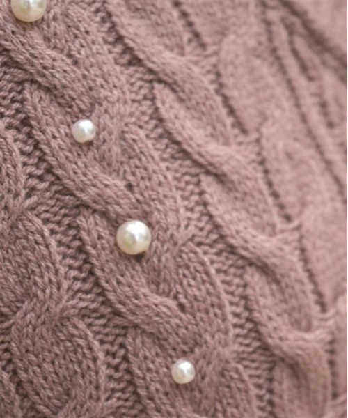 axes femme（アクシーズファム）の「パール×ケーブルニットカーデ（カーディガン/ボレロ・レディース・キナリ/チャコール/モカ/ブルーグリーン・FREE）」の8枚目の写真