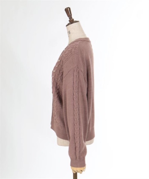 axes femme（アクシーズファム）の「パール×ケーブルニットカーデ（カーディガン/ボレロ・レディース・キナリ/チャコール/モカ/ブルーグリーン・FREE）」の10枚目の写真