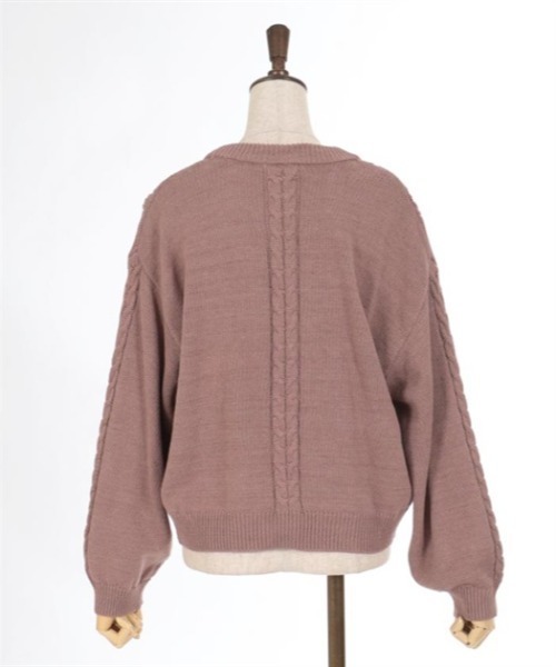 axes femme（アクシーズファム）の「パール×ケーブルニットカーデ（カーディガン/ボレロ・レディース・キナリ/チャコール/モカ/ブルーグリーン・FREE）」の11枚目の写真