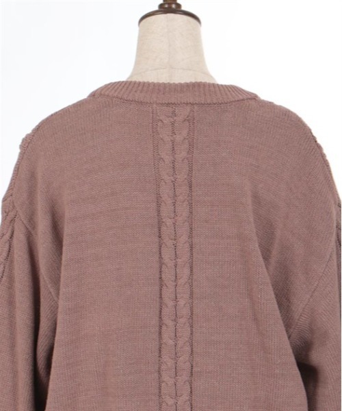 axes femme（アクシーズファム）の「パール×ケーブルニットカーデ（カーディガン/ボレロ・レディース・キナリ/チャコール/モカ/ブルーグリーン・FREE）」の15枚目の写真