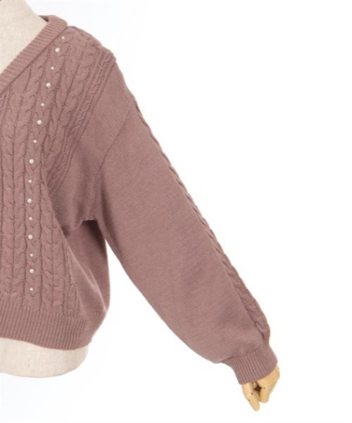 axes femme（アクシーズファム）の「パール×ケーブルニットカーデ（カーディガン/ボレロ・レディース・キナリ/チャコール/モカ/ブルーグリーン・FREE）」の16枚目の写真