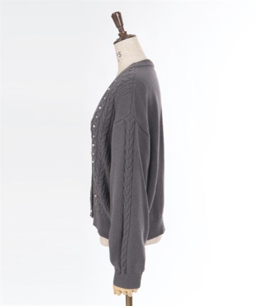 axes femme（アクシーズファム）の「パール×ケーブルニットカーデ（カーディガン/ボレロ・レディース・キナリ/チャコール/モカ/ブルーグリーン・FREE）」の18枚目の写真