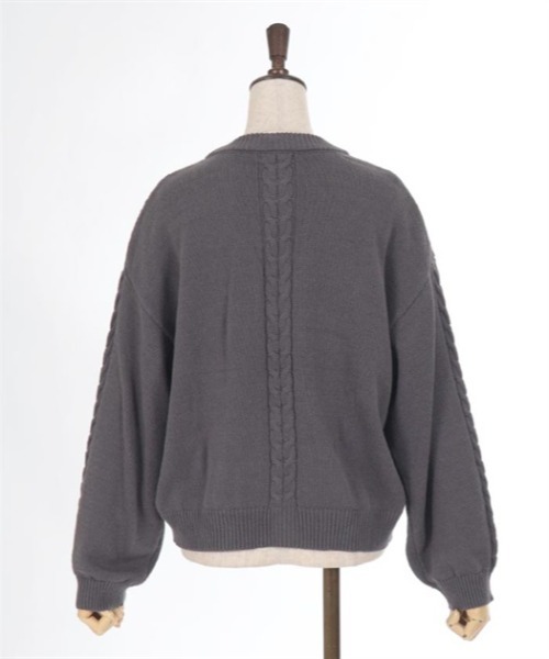 axes femme（アクシーズファム）の「パール×ケーブルニットカーデ（カーディガン/ボレロ・レディース・キナリ/チャコール/モカ/ブルーグリーン・FREE）」の19枚目の写真