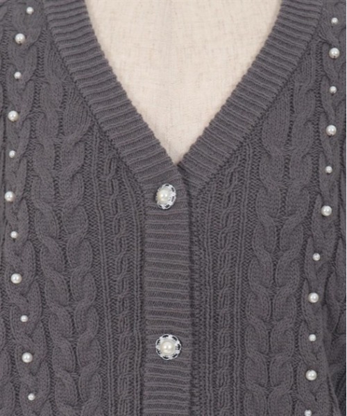 axes femme（アクシーズファム）の「パール×ケーブルニットカーデ（カーディガン/ボレロ・レディース・キナリ/チャコール/モカ/ブルーグリーン・FREE）」の20枚目の写真