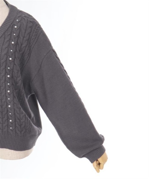 axes femme（アクシーズファム）の「パール×ケーブルニットカーデ（カーディガン/ボレロ・レディース・キナリ/チャコール/モカ/ブルーグリーン・FREE）」の21枚目の写真