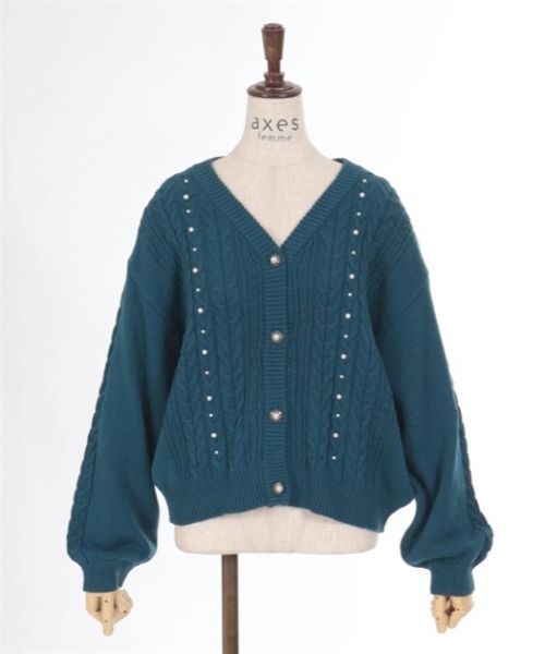 axes femme（アクシーズファム）の「パール×ケーブルニットカーデ（カーディガン/ボレロ・レディース・キナリ/チャコール/モカ/ブルーグリーン・FREE）」の22枚目の写真