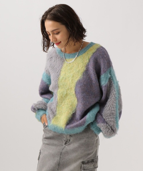 BAYFLOW(ベイフロー)の「ニュアンスパターンニットプルオーバー(ニット/セーター・レディース・モカ/ブラウン/ライトブルー・FREE)」の3枚目の写真