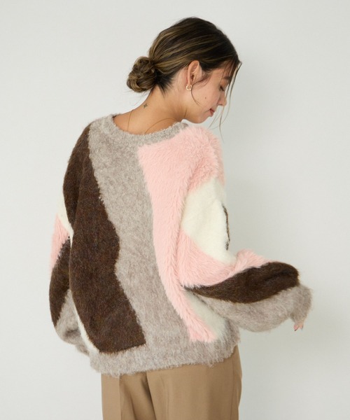BAYFLOW(ベイフロー)の「ニュアンスパターンニットプルオーバー(ニット/セーター・レディース・モカ/ブラウン/ライトブルー・FREE)」の18枚目の写真
