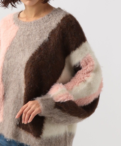 BAYFLOW(ベイフロー)の「ニュアンスパターンニットプルオーバー(ニット/セーター・レディース・モカ/ブラウン/ライトブルー・FREE)」の7枚目の写真